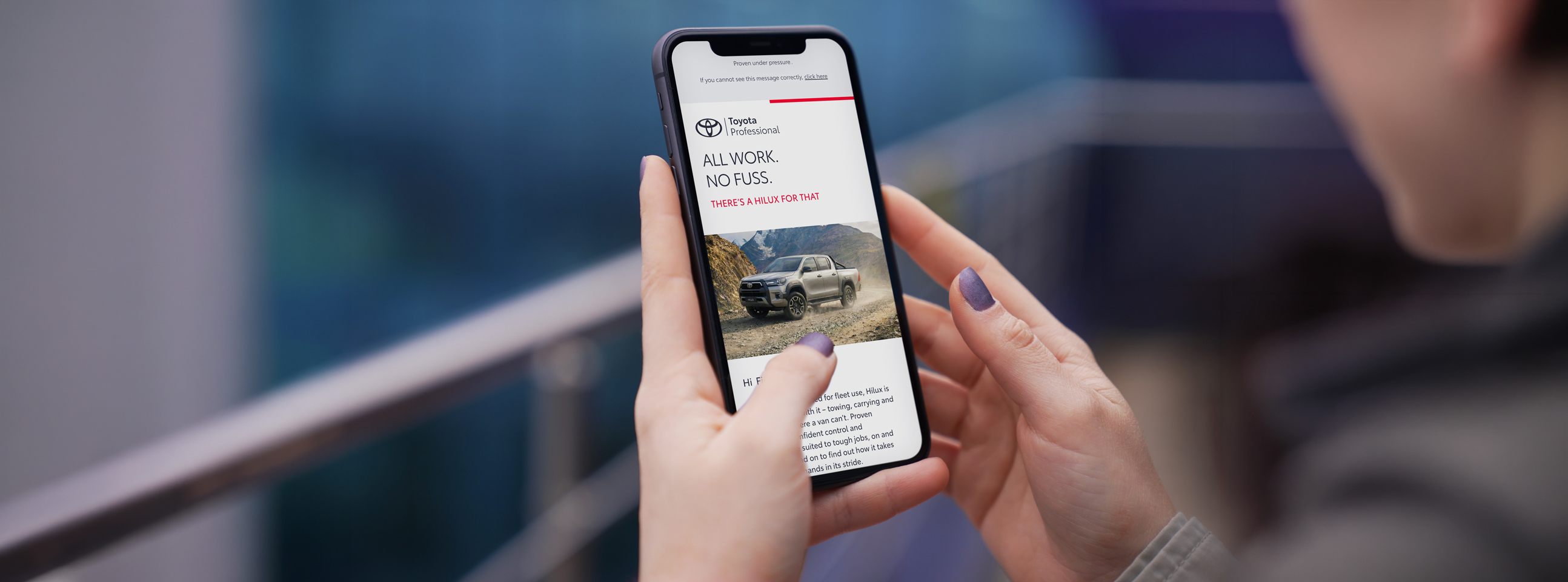 Hilux fleet email campaign displayed on mobile device