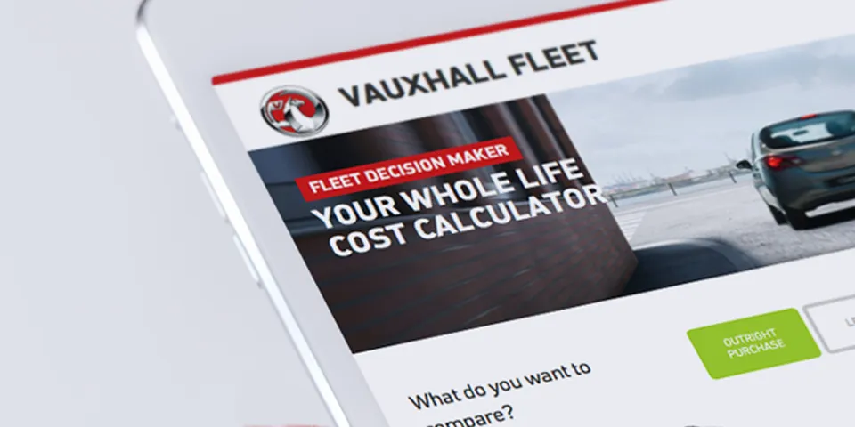 Whole Life Cost Calculator vehicle selection interface